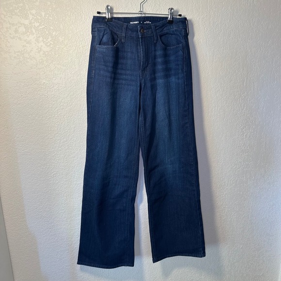Old Navy Womens Jeans Size 4 High-Rise Wow Wide Leg Dark Wash Denim Pants - Picture 2 of 8